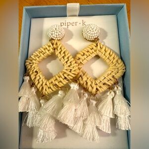 Piper K bohemian style white dangle earrings
